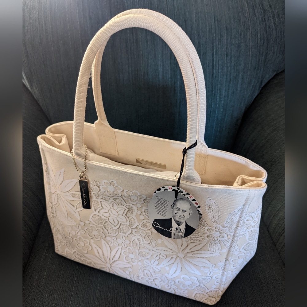 Oscar de la Renta - Neiman Marcus / Target coated canvas tote bag floral pattern